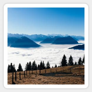 Swiss Alps - Central Swiss Alpine Panorama on Clear Sunny Day Sticker
